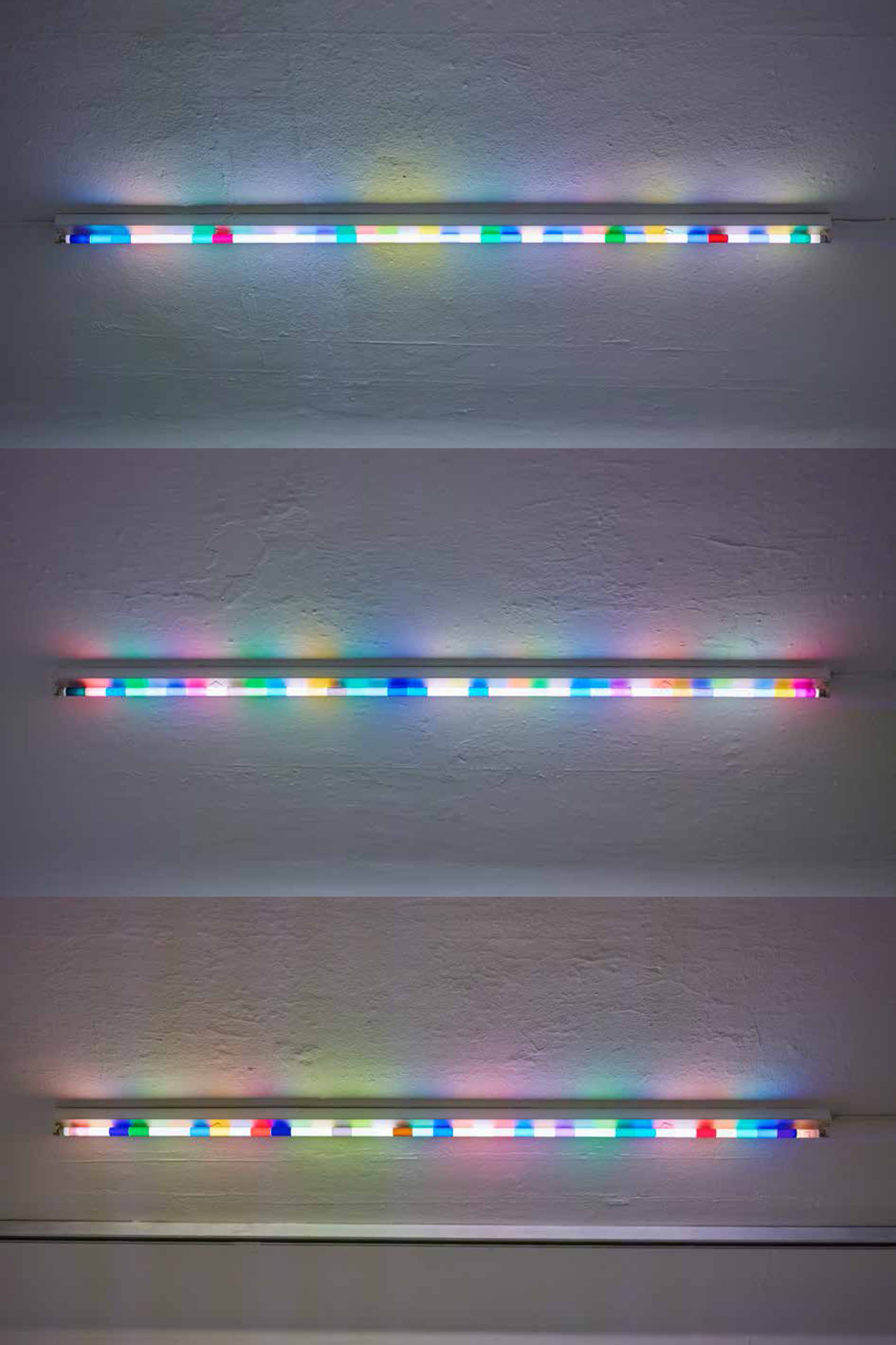 Color filters on existing flourescent tubes, installation view nGbK Berlin